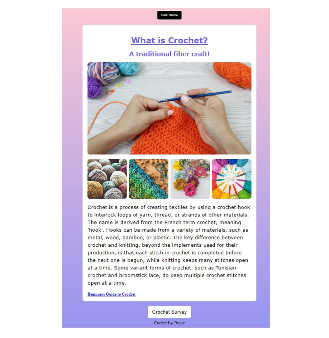 Crochet website homepage